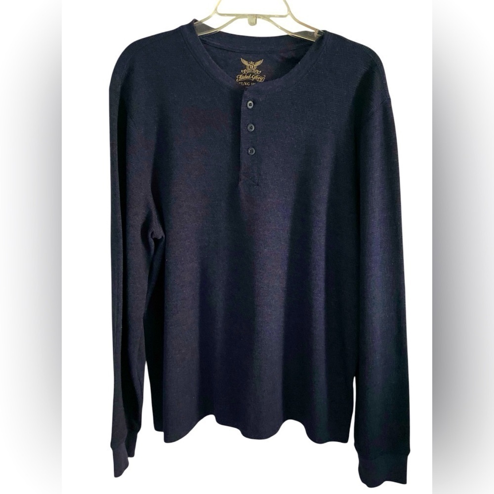 Faded Glory Men’s Navy Blue Long Sleeve Cotton Blend Tee Size XL Undershirt